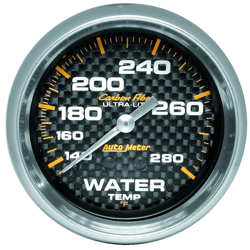 Carbon Fiber Series Water Temperature Gauge  2-5/8", Full Sweep Mechanical, 140-280°F