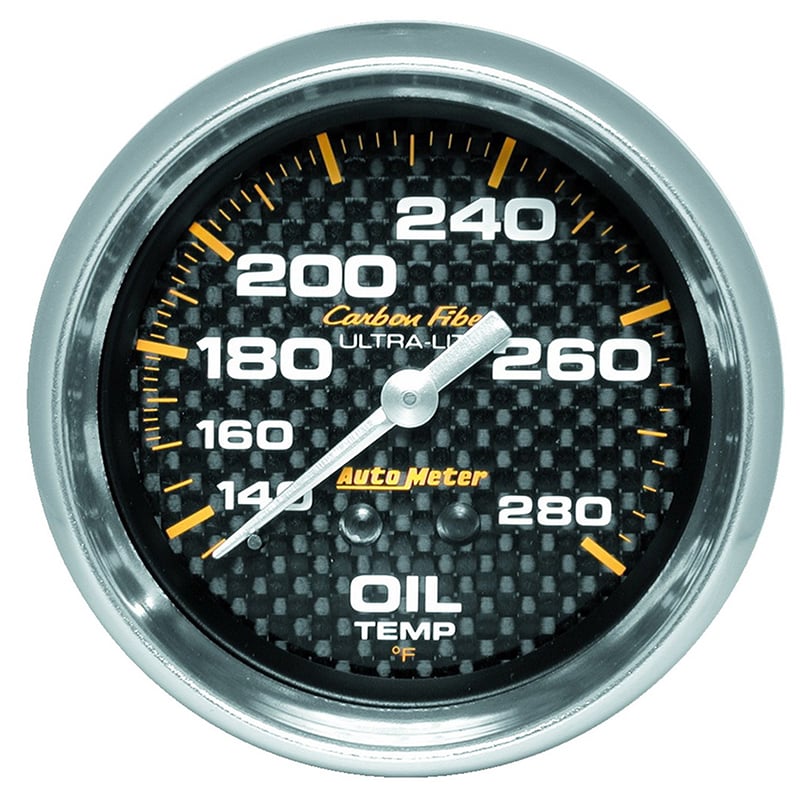 Carbon Fiber Series Oil Temperature Gauge
2-5/8", Full Sweep Mechanical, 140-280°F