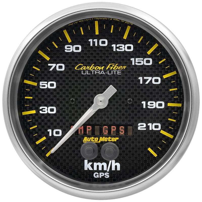 Carbon Fibre GPS Speedometer
5", In-Dash, Metric, 0-225 kph