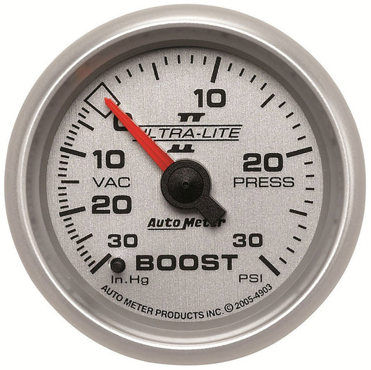 Ultra-Lite II Series Boost/Vacuum Gauge  2-1/16", Full Sweep Mechanical, 30 In. Hg/30 psi