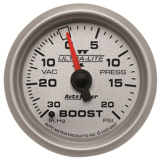 Ultra-Lite II Series Boost/Vacuum Gauge  2-1/16", Full Sweep Mechanical, 30 In. Hg/20 psi