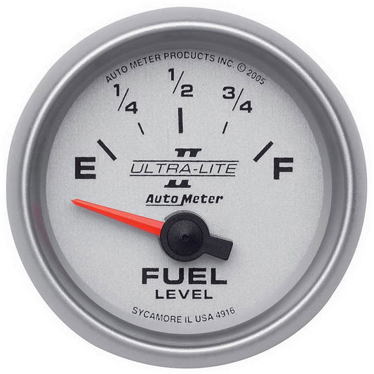 Ultra-Lite II Series Fuel Level Gauge
2-1/16", Short Sweep Electric, 240 ohms Empty/33 ohms Full