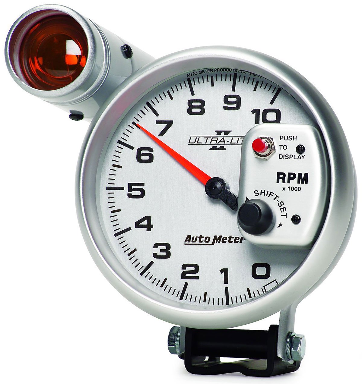 Ultra-Lite II Series Shift-Lite Tachometer
5", Pedestal Mount, External incandescent Shift-Lite w/Amber lens, 0-10,000 rpm