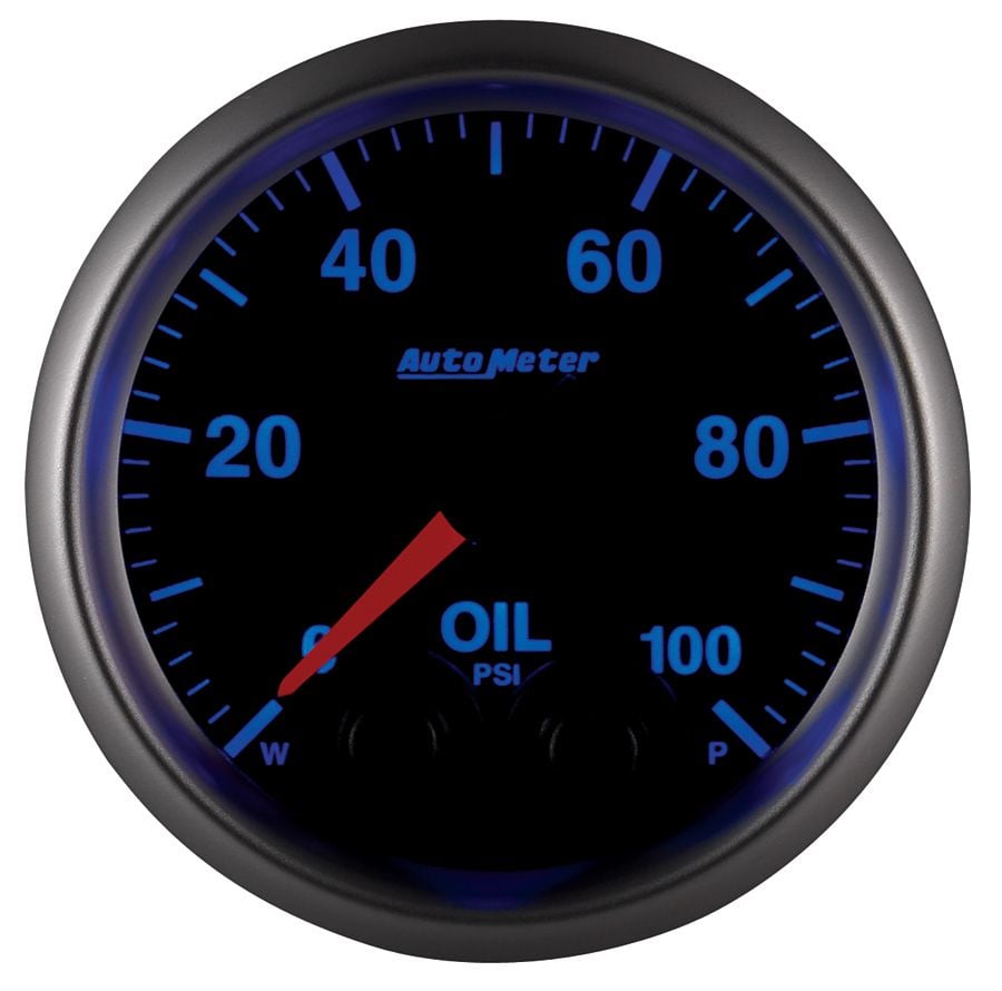 Elite Series Oil Pressure Gauge 2-1/16", Programmable Warning Function, 0-100 psi