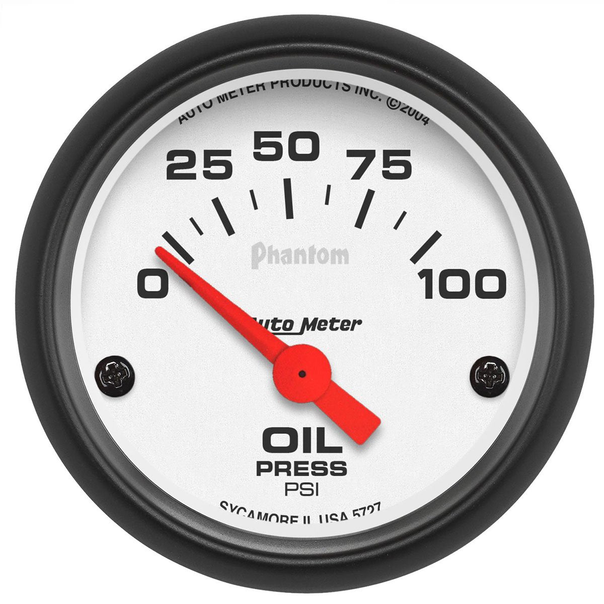 Phantom Series Oil Pressure Gauge  2-1/16", Short Sweep Electric, 0-100 psi