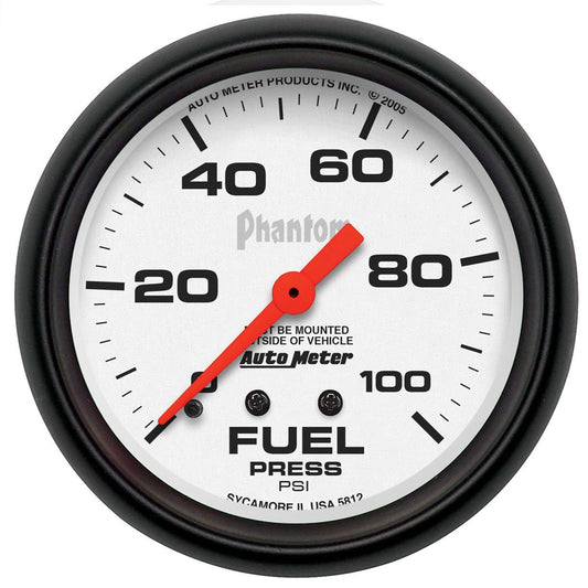 Phantom Series Fuel Pressure Gauge  2-5/8", Full Sweep Mechanical, 0-100 psi