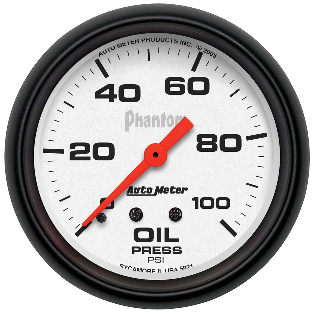 Phantom Series Oil Pressure Gauge  2-5/8", Full Sweep Mechanical, 0-100 psi