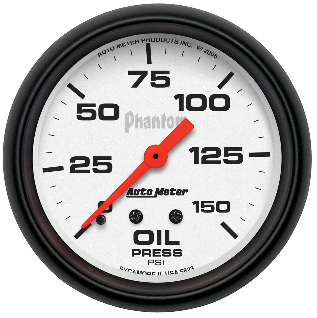 Phantom Series Oil Pressure Gauge  2-5/8", Full Sweep Mechanical, 0-150 psi