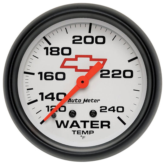 Chev Bow-Tie Water Temperature Gauge
2-5/8", White Dial, Full Sweep Mechanical, 120-240°F