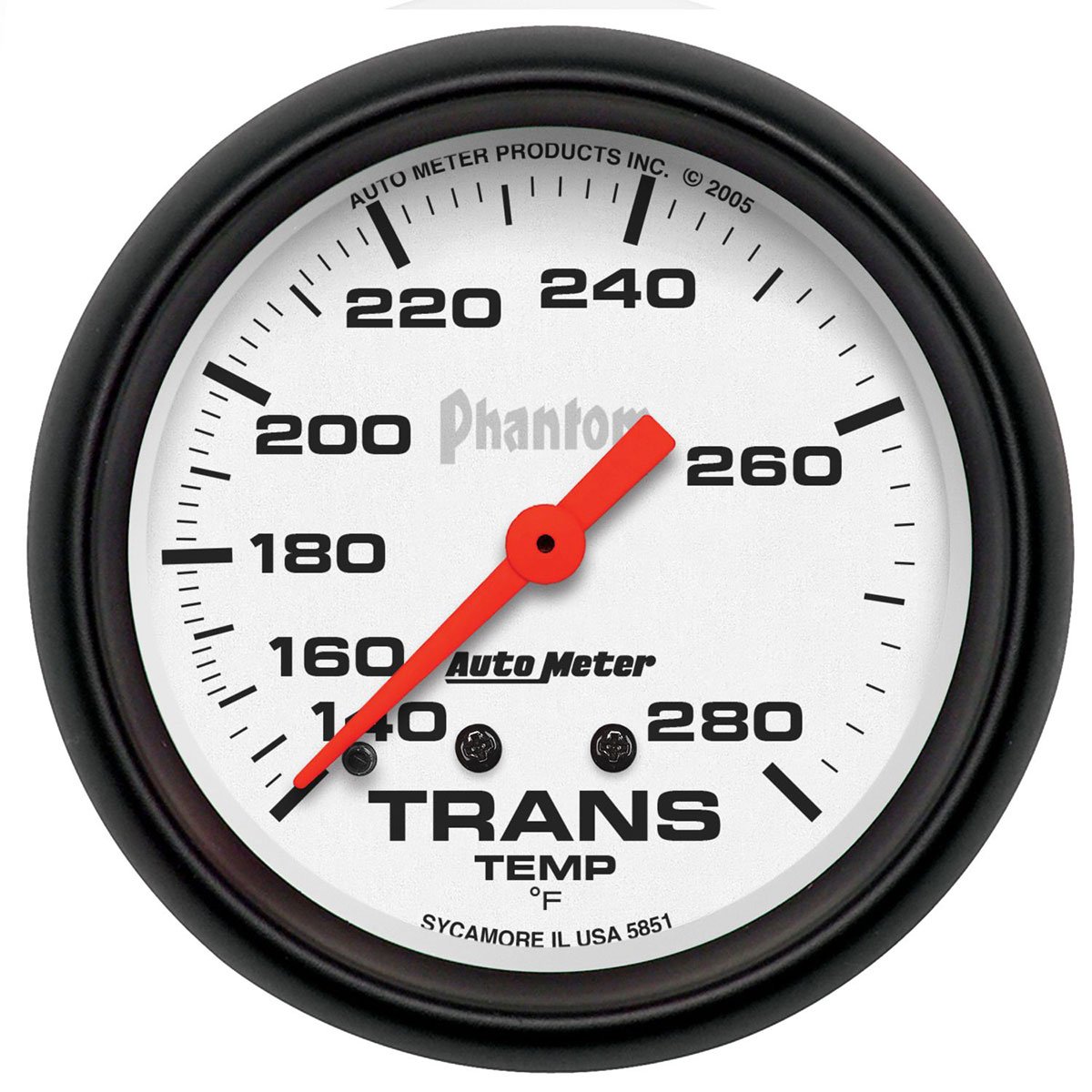 Phantom Series Transmission Temperature Gauge 2-5/8", Full Sweep Mechanical, 140-280°F