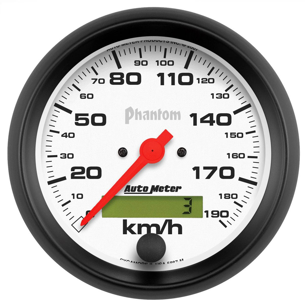 Phantom Series Speedometer  3-3/8", In-Dash, Electrical, Programmable, 0-190 km/h