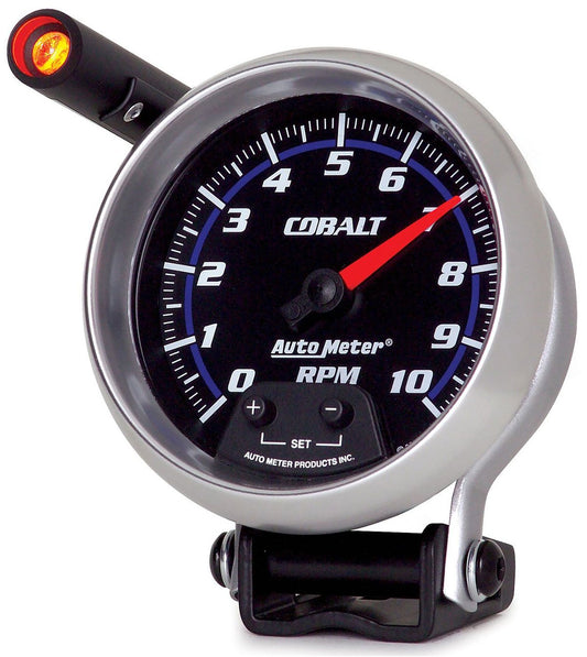 Cobalt Series Mini-Monster Tachometer 3-3/4", Pedestal Mount, 0-10,000 rpm, External Amber LED Shift-Lite