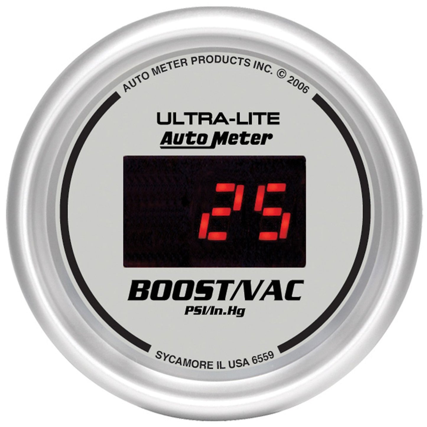 Ultra-Lite Digital Series Boost/Vacuum Gauge  Digital, In-dash, 2-1/16", 30 In Hg.-Vac./30 psi