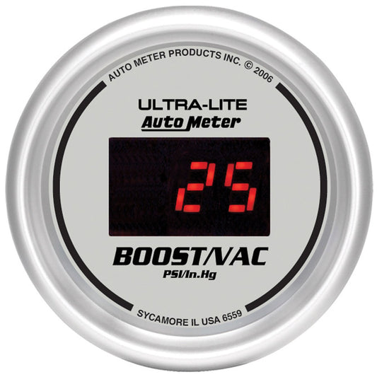 Ultra-Lite Digital Series Boost/Vacuum Gauge  Digital, In-dash, 2-1/16", 30 In Hg.-Vac./30 psi