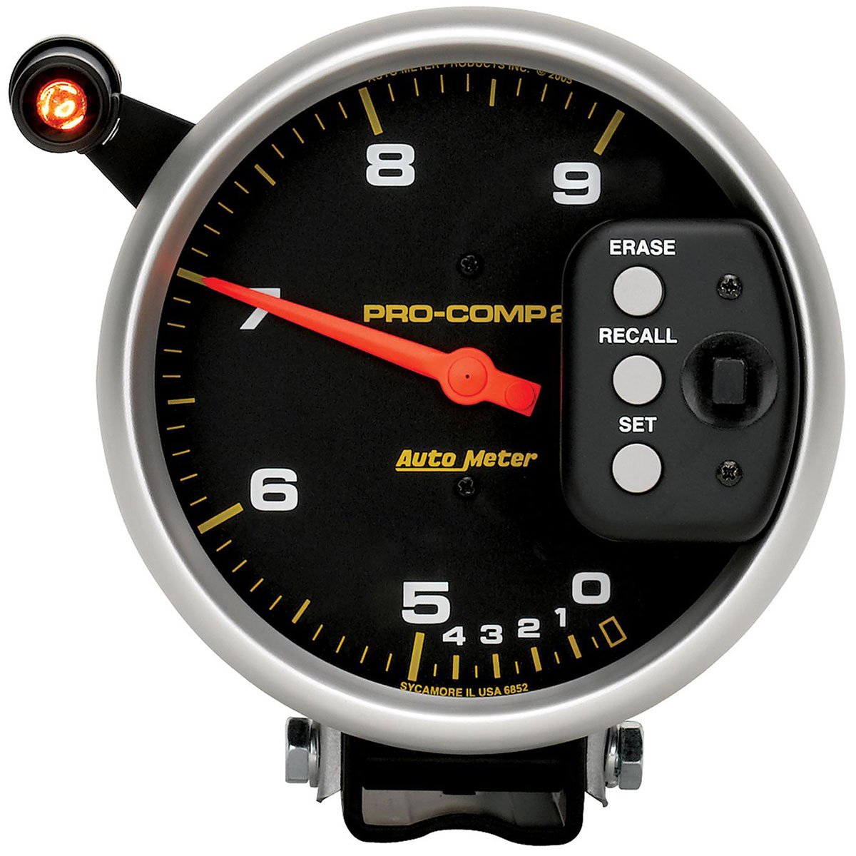 Pro-Comp Series II Tachometer
5", Pedestal Mount, Dual Range, Peak RPM Memory, 0-9,000 rpm