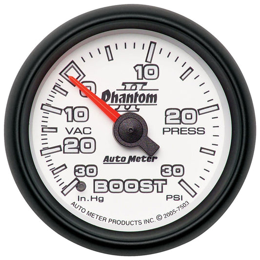 Phantom II Series Boost/Vacuum Gauge  2-1/16", Full Sweep Mechanical, 30 In. Hg/30 psi