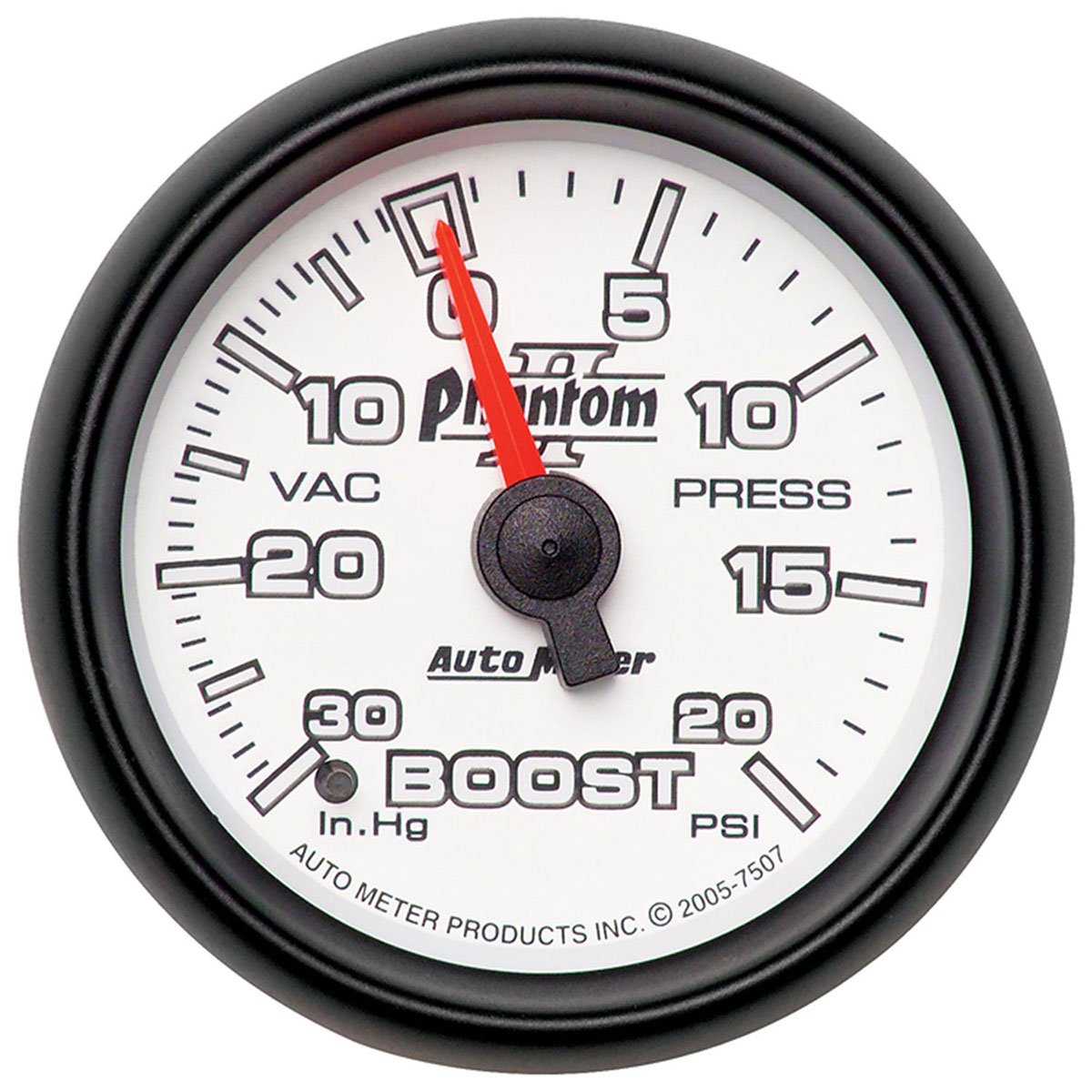 Phantom II Series Boost/Vacuum Gauge  2-1/16", Full Sweep Mechanical, 30 In. Hg/20 psi