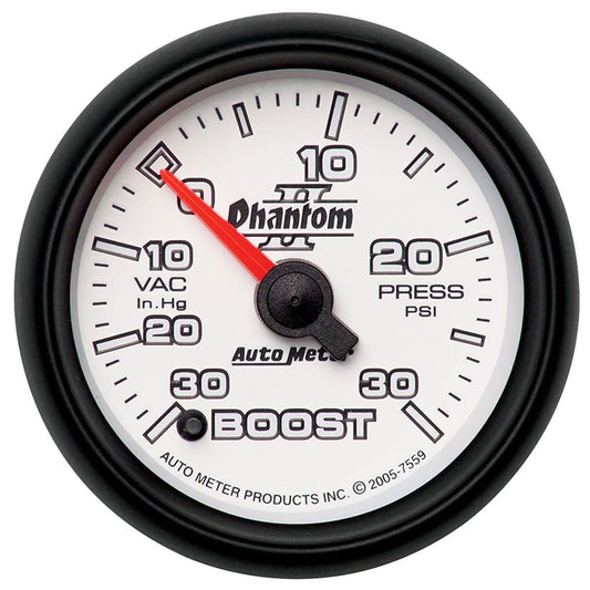 Phantom II Series Boost/Vacuum Gauge  2-1/16", Full Sweep Electric, 30 In Hg./30 psi