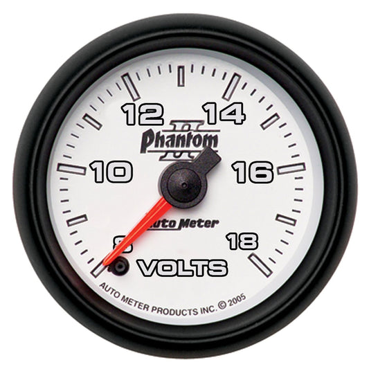 Phantom II Series Voltmeter Gauge  2-1/16", Full Sweep Electric, 8-18 volts