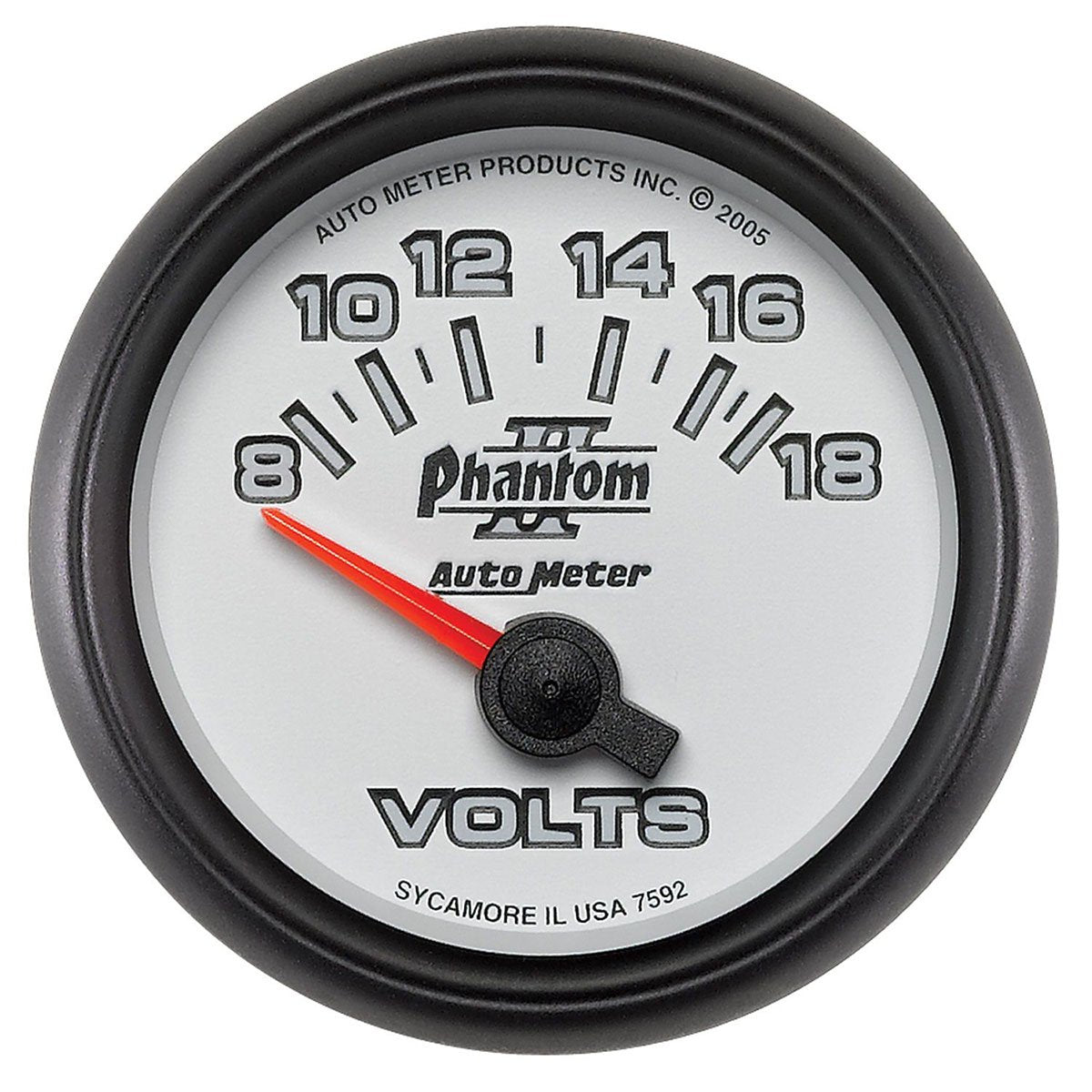 Phantom II Series Voltmeter Gauge  2-1/16", Short Sweep Electric, 8-18 volts