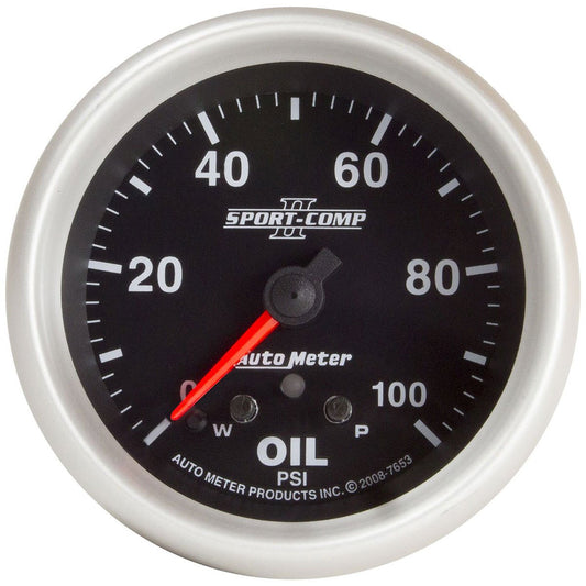 Sport-Comp II Oil Pressure Gauge
2-5/8", Full Sweep Electric, Peak Memory and Warning, 0-100 psi