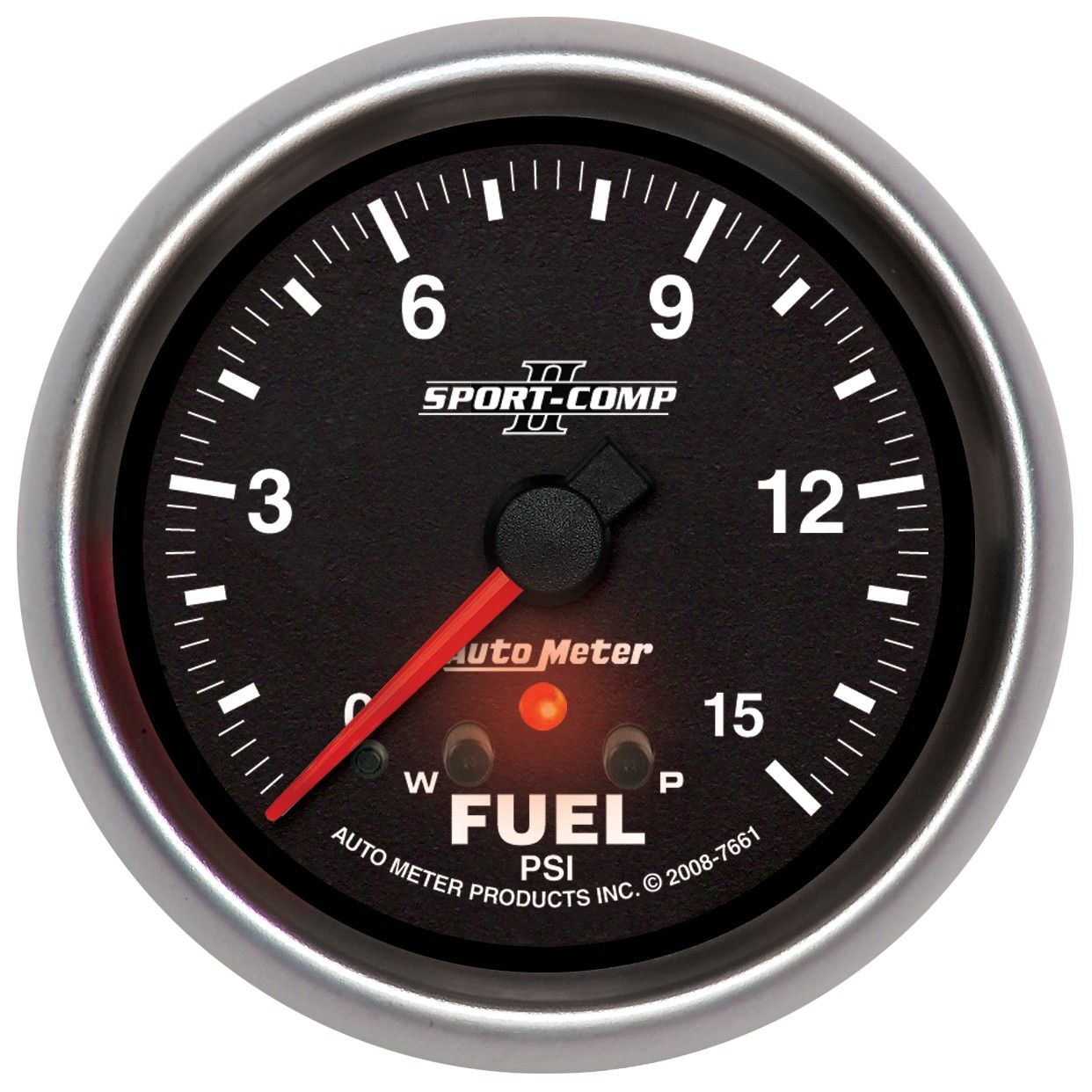 Sport-Comp II Fuel Pressure Gauge  2-5/8", Full Sweep Electric, Peak Memory and Warning, 0-15 psi