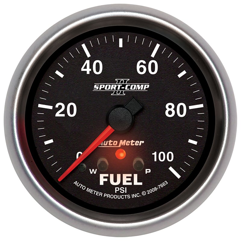 Sport-Comp II Fuel Pressure Gauge
2-5/8", Full Sweep Electric, Peak Memory and Warning, 0-100 psi