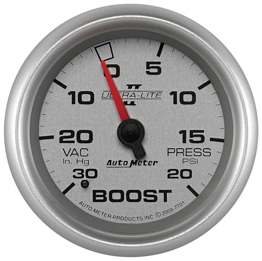 Ultra-Lite II Series Boost/Vacuum Gauge  2-5/8", Full Sweep Mechanical, 30 In. Hg/20 psi