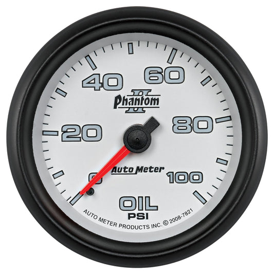 Phantom II Series Oil Pressure Gauge  2-5/8", Full Sweep Mechanical, 0-100 psi