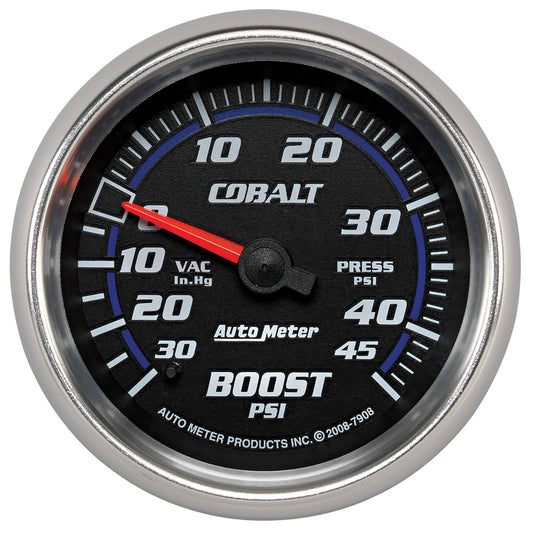 Cobalt Series Boost/Vacuum Gauge 2-5/8", Full Sweep Mechanical, 30 In. Hg./45 psi