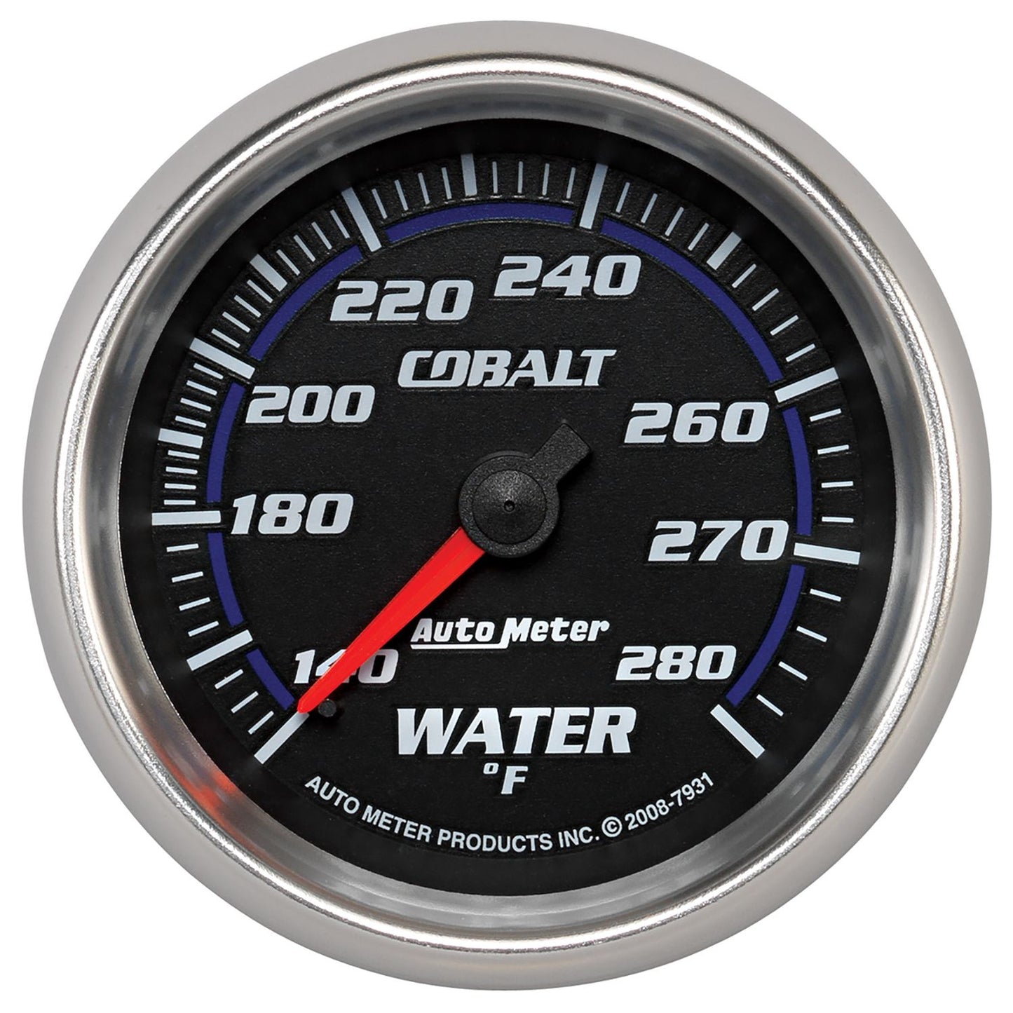 Cobalt Series Water Temperature Gauge  2-5/8", Full Short Sweep Mechanical, 140-280°F