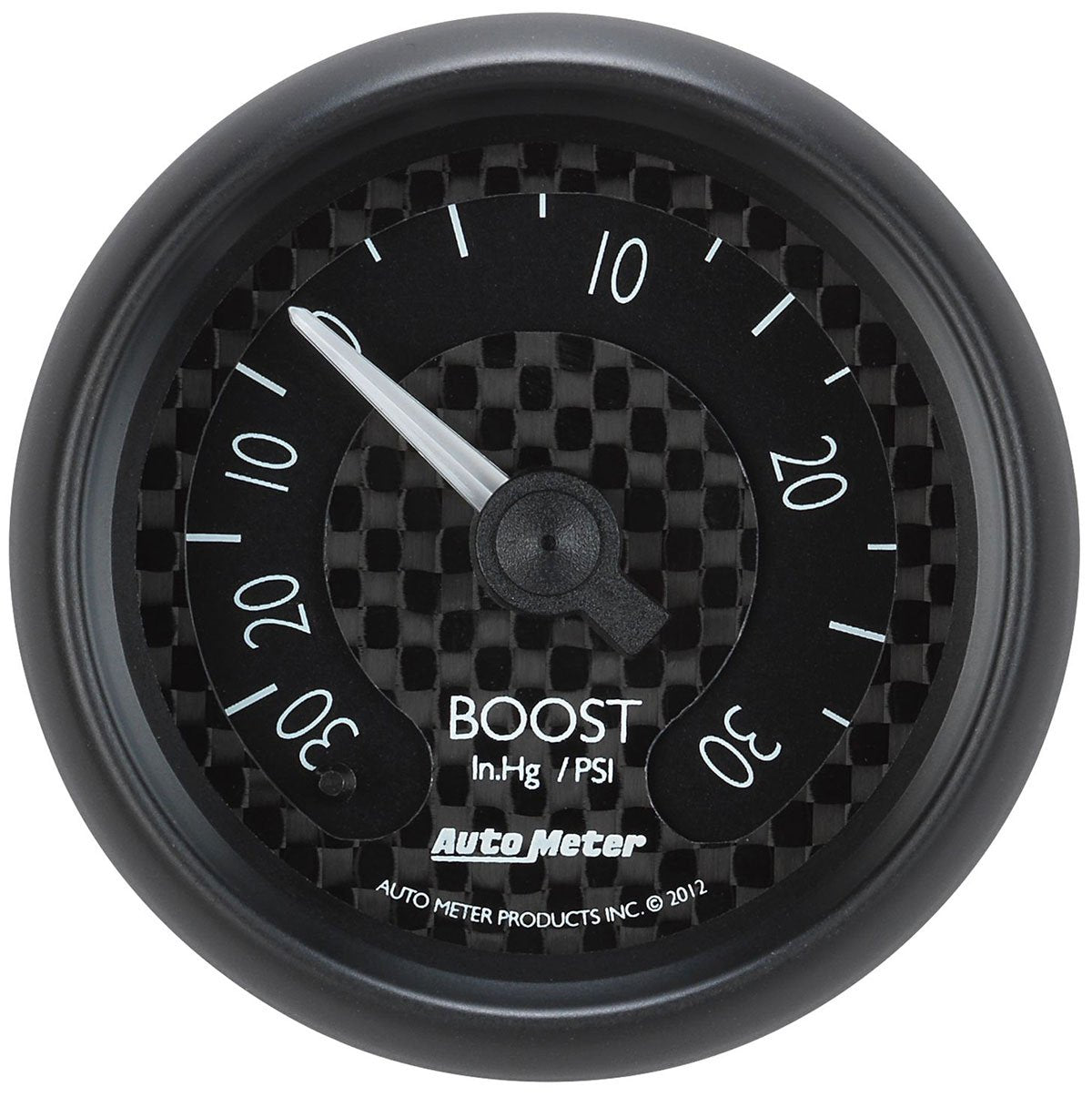 GT Series Boost Gauge  2-1/16", Black Carbon Fiber Dial, Full Sweep Mechanical, 30 in hg / 30 psi