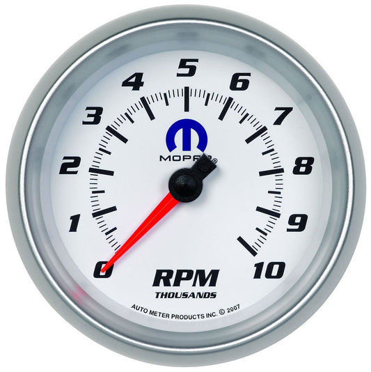 Mopar Tachometer
3-3/8", White Dial/Silve Bezel, 0-10,000 rpm, Electrical, In-Dash