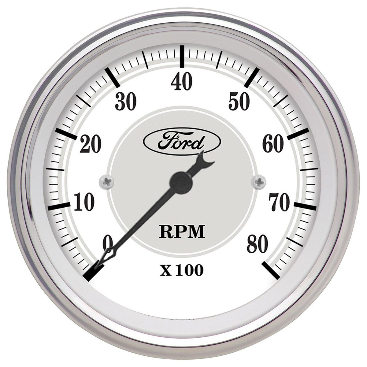 Ford White Masterpiece Tachometer
3-1/8", In-Dash, 0-8,000 rpm