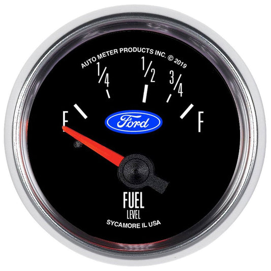 Ford Logo Series 2-1/16" Fuel Level Gauge, Chrome Bezel
73-10 ohms