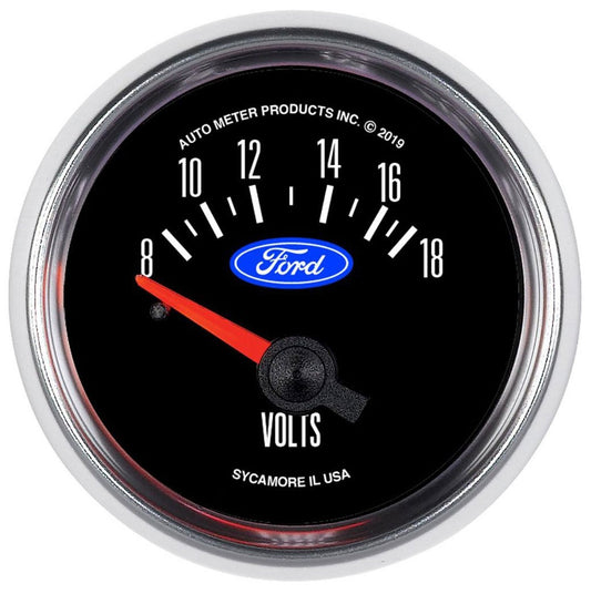 Ford Logo Series 2-1/16" Voltmeter, Chrome Bezel
8-18 Volts