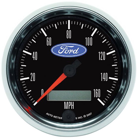 Ford Logo Series 3-3/8" 160 mph Electric Speedometer, Chrome Bezel