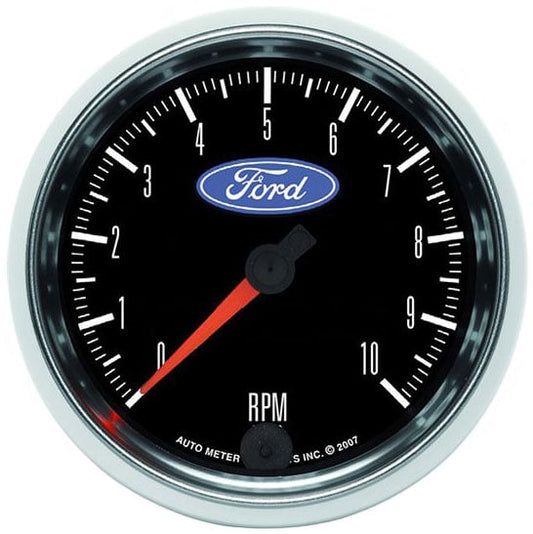 Ford Logo Series 3-3/8" In-Dash 10,000 RPM Tachometer, Chrome Bezel