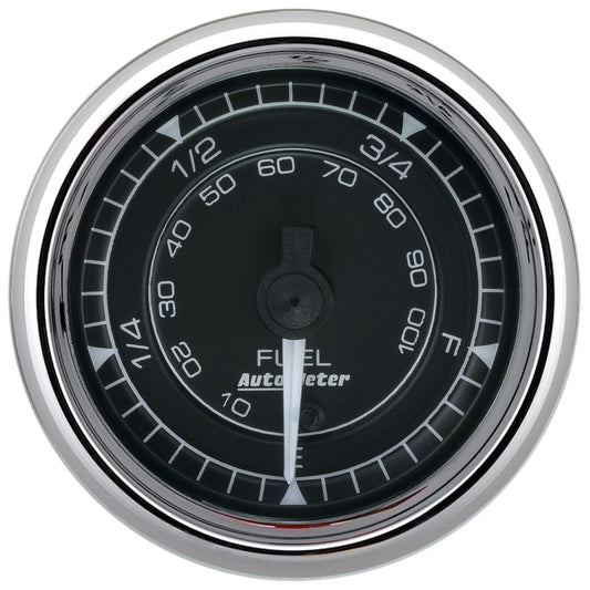 Chrono Chrome Series Programable Fuel Level Gauge
2-1/16", Black Dial, Full Sweep Electric, Programmable 0-280 ohms