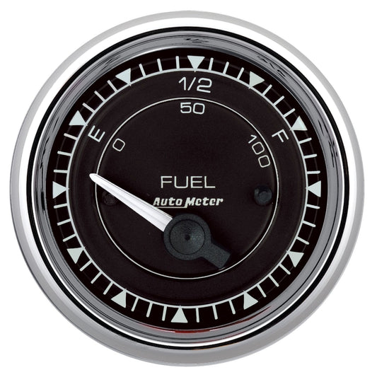 Chrono Chrome Series Fuel Level Gauge
2-1/16", Black Dial, Short Sweep Electric, 0 ohms Empty/90 ohms Full