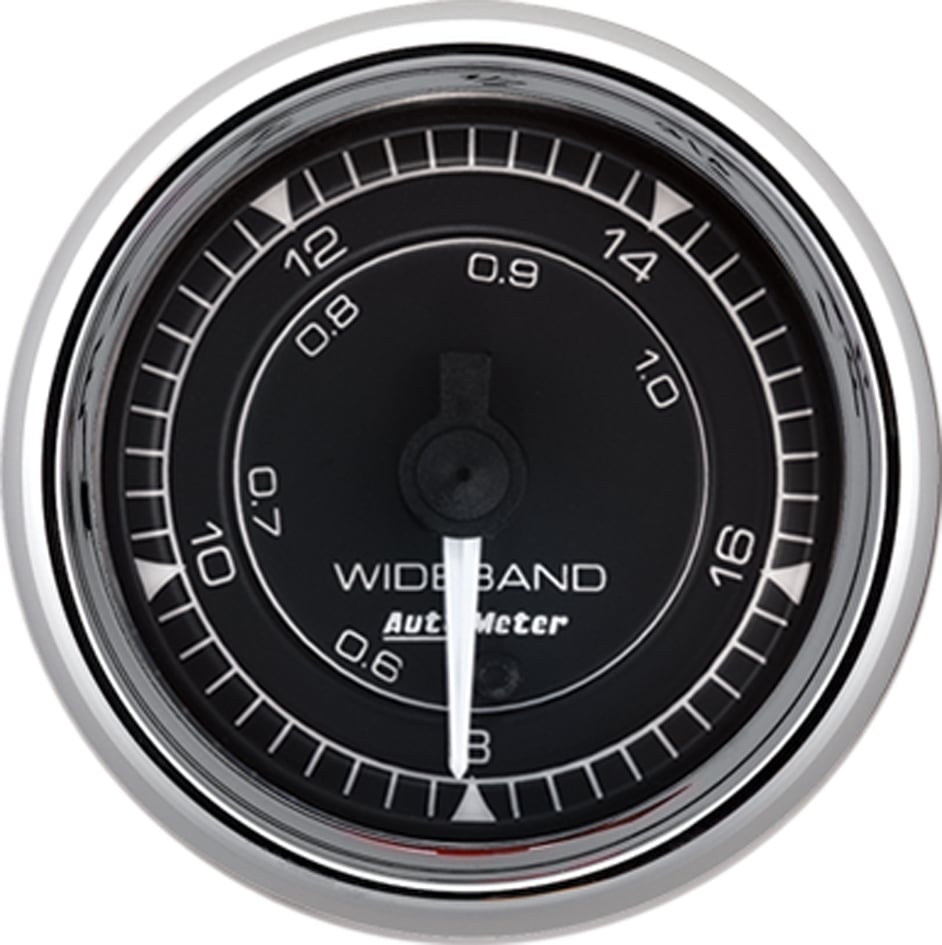 Chrono Chrome Series Air/Fuel Ratio Gauge
2-1/16", Black Dial, FullSweep Electric, Analog 8:1-18:1