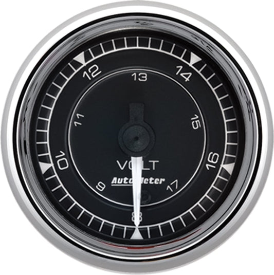 Chrono Chrome Series Volt Gauge
2-1/16", Black Dial, Full Sweep Electric, 8-18V