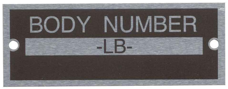 Bob Drake Body Number Plate
Suit 1933-34 Ford