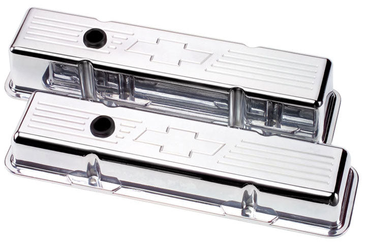 Aluminium Valve Covers With Bowtie Logo - Polished
Suit SB Chev - Short