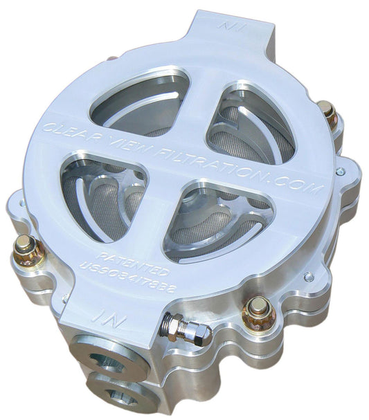 6" Dry-Sump See Through Oil Filter - Clear Anodised
-16AN Inlet/Outlet Ports With 115 Micron Element