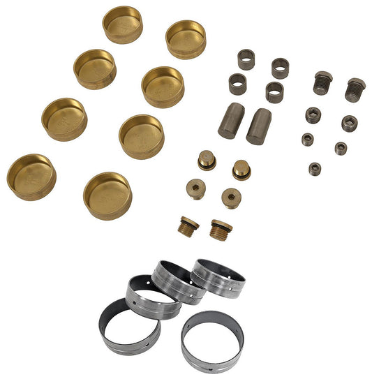 LS Next Iron Block Small Parts Kit
Coated Cam Bearings, Brass Freeze Plugs, Dowel Pins & Pipe Plugs