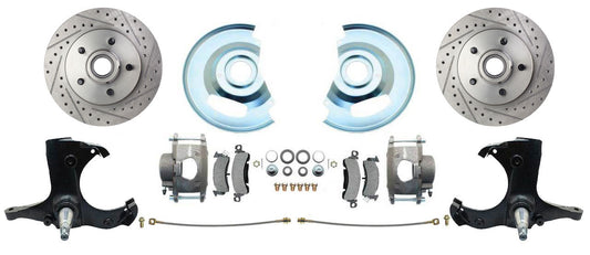 1963-1970 Chevy Truck Disc Brake Conversion Kit 2" Drop Drilled & Slotted Rotors 5 STUD 5X5