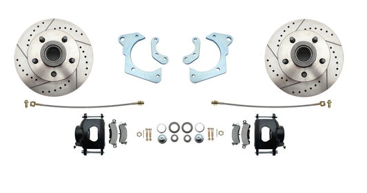 1965-1968 Impala, Bel Air GM Full Size Chevy High Performance Disc Front Brake Kit with black calipers & slotted discs