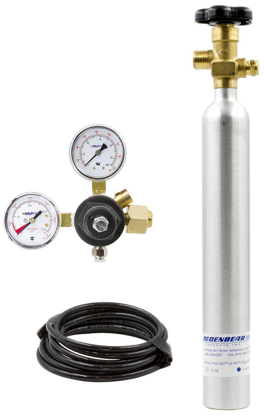 CO2 Bottle Kit
Kit Includes: 10oz Bottle, Valve, Regulator & Tubing