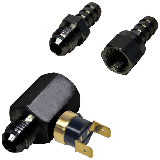 Derale Universal Standard Series In-Line Fluid Thermostat -6 AN x -6 AN
Hose Barb Fittings Included